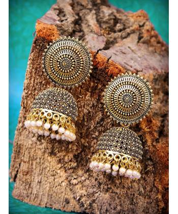Golden Traditional Jhumka Earrings RAE0479