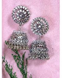 Buy Online Royal Bling Earring Jewelry Ethnic Elegance Oxidized Silver Red Crystal Studded Banjara Earrings for Women/Girls Jhumki CFE1716