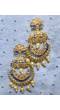Traditional Gold Plated Kundan Work Blue Chandbali Earrings 