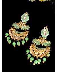 Buy Online Royal Bling Earring Jewelry AD studded Conical pendant set With Green Drop Jewellery CFS0057