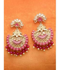 Traditional Gold Plated Pink Drop & Dangle Earrings 