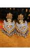 Traditional Gold Plated Kundan Work Grey Drop & Dangle Earrings 
