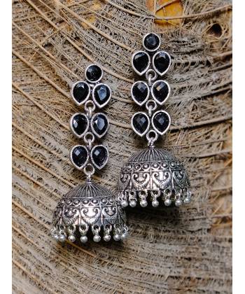 Oxidized German Silver Jhumka Jhumki Earrings RAE0518