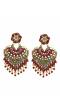 Gold Plated Heart Maroon Kundan Drop & Dangler Earrings RAE0532