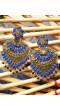 Gold Plated Heart Blue  Kundan Dangler Earrings 
