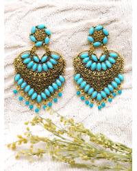 Buy Online Crunchy Fashion Earring Jewelry Beautiful Gold Plated Traditional Kundan & Mennakari Grey Half Moon Shape Maang Tikka CFTK0007 Jewellery CFTK0007