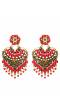 Gold Plaetd Heart Red Kundan Dangler Earrings 