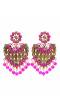 Gold Plated Heart Pink  Kundan Dangler Earrings 