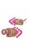 Gold Plated Heart Pink  Kundan Dangler Earrings 