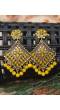 Embellished Gold Plated Square Yellow Kundan Dangler Earrings 
