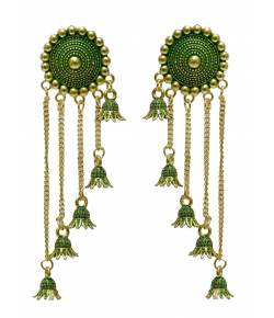 Green Bahubali Style Jhumkis Earrings