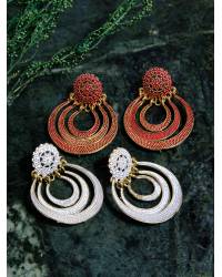 Buy Online Royal Bling Earring Jewelry Crunchy Fashion Gold-Tone Blue Green Kundan Meenakari Earrings RAE2239 Earrings RAE2239