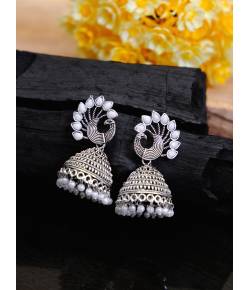 Oxidized German Silver Peacock Jhumka Earrings RAE0588