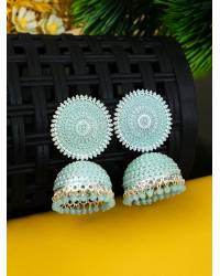 Buy Online Royal Bling Earring Jewelry Crunchy Fashion Gold-plated Grey Kundan Stone Flower Stud Dangler Earrings RAE1973 Jewellery RAE1973