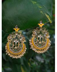Buy Online Crunchy Fashion Earring Jewelry Indian Gold-plated Red Floral Meenakari Jhumka Earrings RAE1396 Jewellery RAE1396