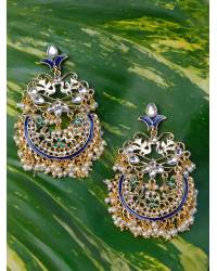 Buy Online Crunchy Fashion Earring Jewelry Crunchy Fashion Round Shape Black Velvet Gold-plated Enamel Jhumka Earring RAE2042 Ethnic Jewellery RAE2042