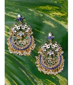 Traditional Gold Plated Multi Color Dangler Earrings RAE0599