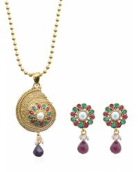 Buy Online Royal Bling Earring Jewelry Arcane Pearl Drop Fushcia Pendant Set Jewellery RAS0014