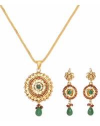 Buy Online Royal Bling Earring Jewelry Gold Plated Green Pearl Polki Jhumka Earring Jewellery RAE0182