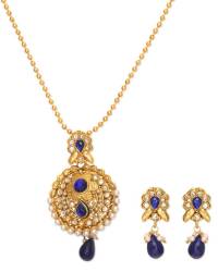 Buy Online Crunchy Fashion Earring Jewelry Paradiso Glitz Collection Blue Austrian Crystal Pendant Set Jewellery CFS0225