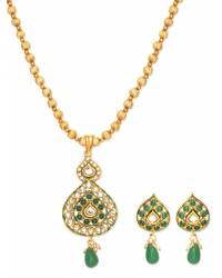 Buy Online Royal Bling Earring Jewelry Flaunting Peacock Emerald Pendant Set Jewellery RAS0070