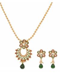 Buy Online Royal Bling Earring Jewelry Stunning Green Maroon Pendant Set Jewellery RAS0044