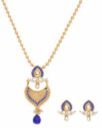 Buy Online Royal Bling Earring Jewelry Pleasing Blue Pearly Pendant Set Jewellery RAS0043