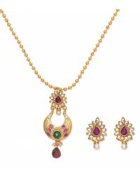 Buy Online Royal Bling Earring Jewelry Dashing Baroque Maroon Golden Jewel Set Jewellery RAS0075