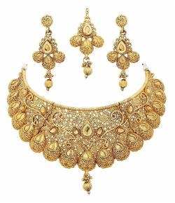Gold Plated Bridal Necklace Set For Women & Girls