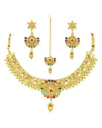 Buy Online Royal Bling Earring Jewelry Traditional Temple Sun Multicolor Pearl Jewellery Set RAS0456 Jewellery RAS0456
