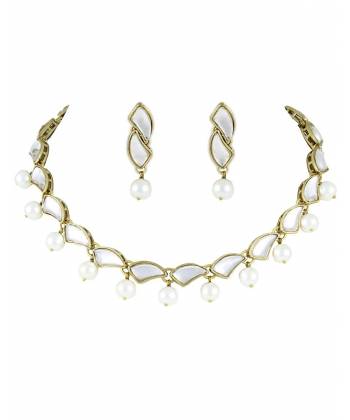 Kundan crystal Necklace Earrings Set