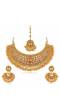 Crunchy Fashion Gold Plated Traditional Necklace Jewellery Set with Earrings