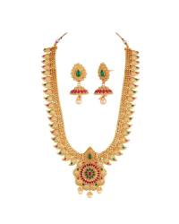 Buy Online Royal Bling Earring Jewelry Traditional Gold-Plated Meenakari & Kundan Dark Green Dangler Earrings RAE1432 Jewellery RAE1432