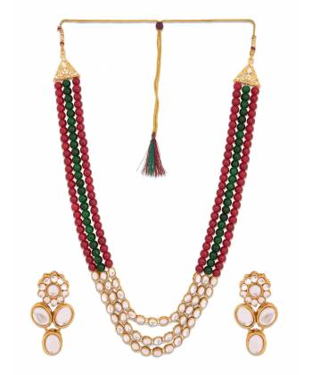 Red & Green Pearls Kundan Raani Haar