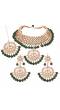 Kundan Faux Green Pearl Necklace Set With Earring & Tika