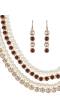White & Maroon Pearls Multilayer Necklace Set 