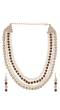 White & Maroon Pearls Multilayer Necklace Set 