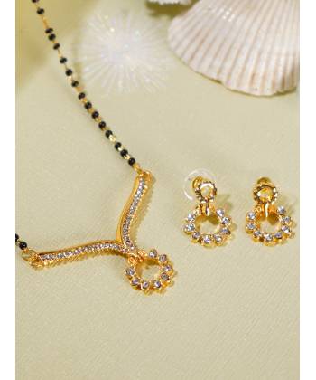 Moh Golden Mangalsutra With Earrings