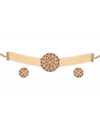 Buy Online Royal Bling Earring Jewelry Gold-Plated Jhalar Bali Hoop Earrings With Green Pearls RAE1476 Jewellery RAE1476
