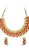 Gold Plated Red Kundan Choker Necklace & Stud Earrings Set