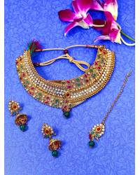 Buy Online Crunchy Fashion Earring Jewelry Gold-Plated Round Meenakari & Kundan Design Grey Earrings RAE1403 Jewellery RAE1403