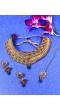 Traditional Golden Choker Necklace with Earrings 