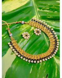 Buy Online Royal Bling Earring Jewelry Ethnic Gold-Plated Jadau Maroon Kundan Long Pearl Earrings RAE1764 Jewellery RAE1764
