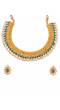 Traditional Gold Plated Green Choker Necklace With Earring Set