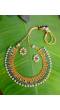 Traditional Gold Plated Green Choker Necklace With Earring Set