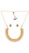 Gold Plated Cream Color Kundan Choker Necklace Set With Earrings RAS0170