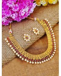 Buy Online Crunchy Fashion Earring Jewelry Crunchy Fashion Gold-Plated Black Chandbali Kundan Pearl Earrings Tikka Set RAE2153 Earrings RAE2153