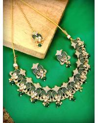 Buy Online Crunchy Fashion Earring Jewelry Crunchy Fashion Rose-Gold Leaf Design Choker Jewellery Set SDJS0020 Jewellery Sets SDJS0020