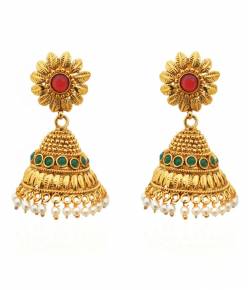 Golden Leaflet Color rush Pearly Copper Jhumkas