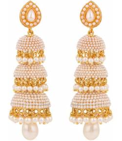 Pool Of Glowing Pearly 3 Tier Traditional Jhumki